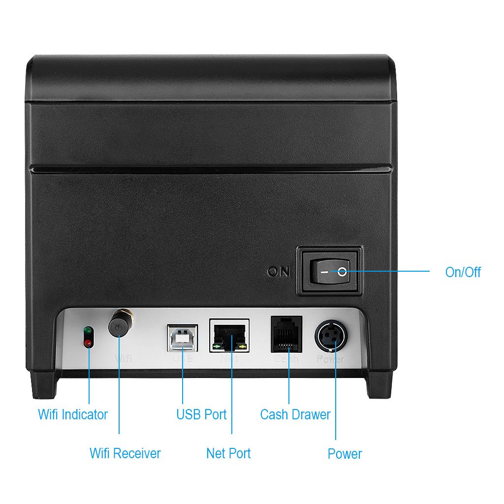 EXCELVAN Senza Fili Stampanti a Matrice WiFi 300mm/sec 80mm Auto-Cut Stampante Termica DOT ESC/POS Wireless Thermal Receipt Stampante USB Ethernet Port