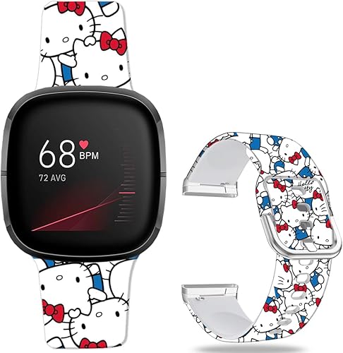 Correas de reloj de dibujos animados con estampado floral compatibles con Fitbit Versa 4Versa 3Fitbit Sense 2Sense Band de silicona suave deportiva