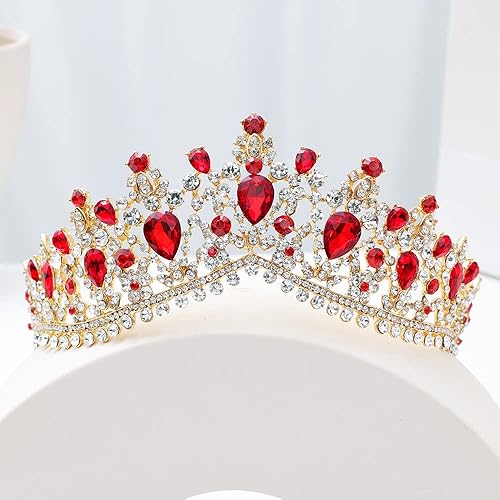 Miniatura 9 de Kamirola - Corona de reina y tiara corona de princesa para mujeres y niñas, diademas de cristal para novias, disfraces góticos de Halloween para