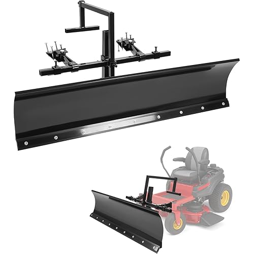 60 In Universal Snow Plow Blade Compatible with Zero Turn Mower Snow Plow 5ft Wide Black Steel Powder Coated Adjustable Durable