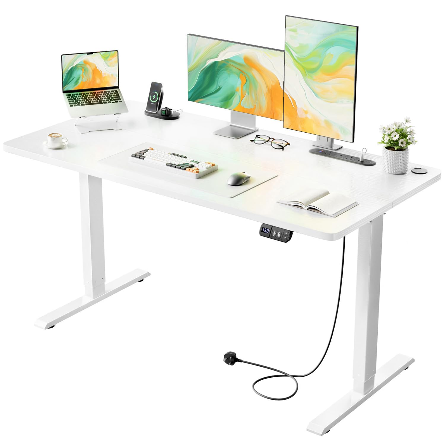 Precision Synergie Electric Standing Desk, Power Outlets, 2 Memory Buttons
