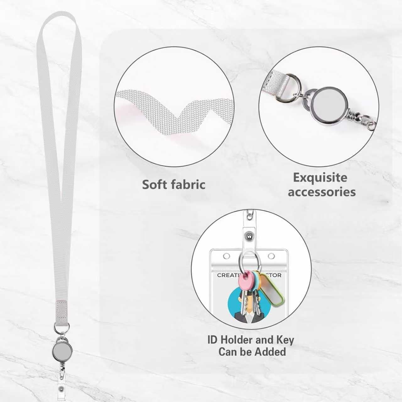 2 Pack Lanyards with ID Badge Holders, Retractable Badge Reel with Clear Vertical ID Card Protector, Heavy Duty Neck Lanyard for Cruise, Office, School, Events (Black & White) - Image 3