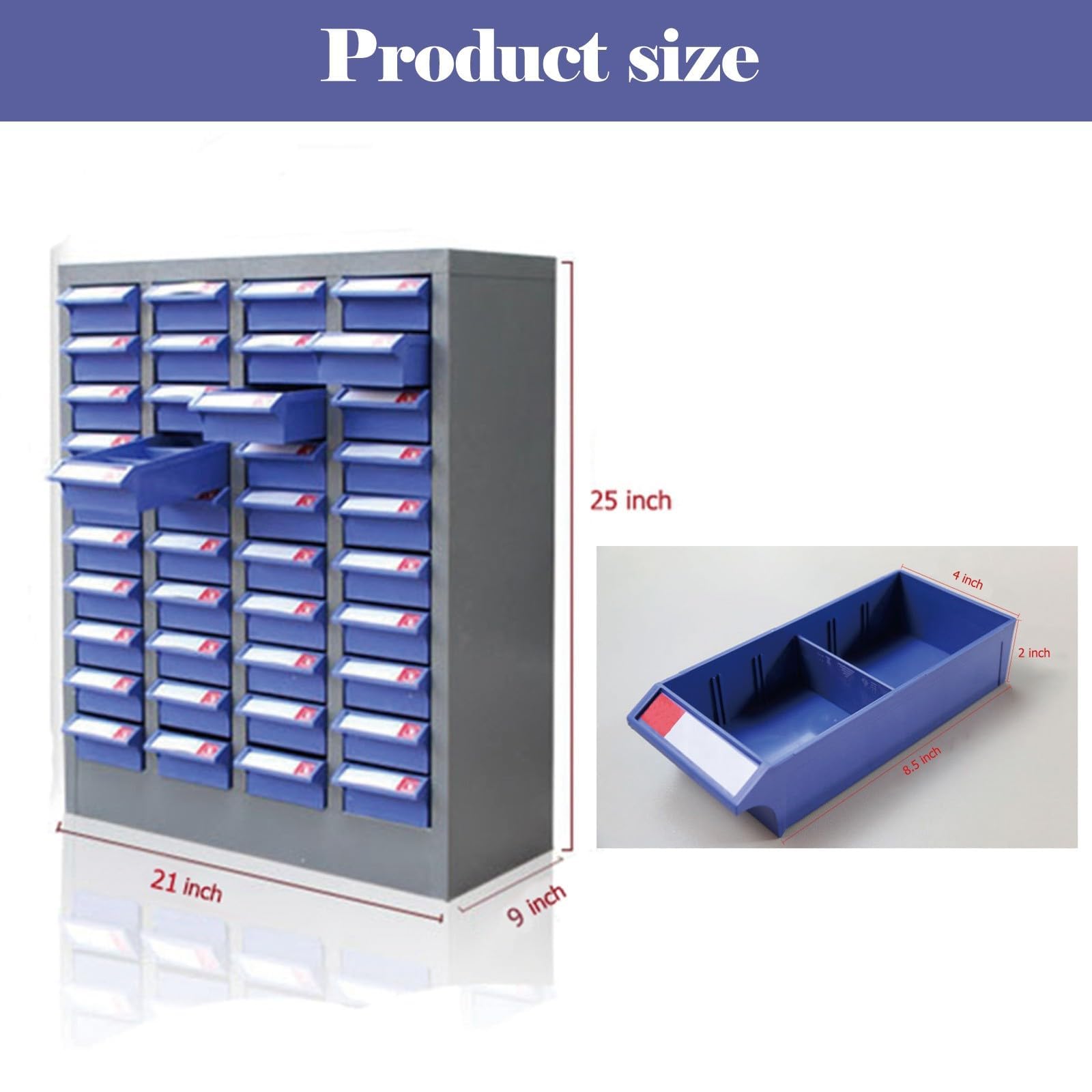 BEILOCKERY Parts Cabinet, Tool Storage Cabinet with 40 Drawers, Blue Part Storage Box for Storing Sample
