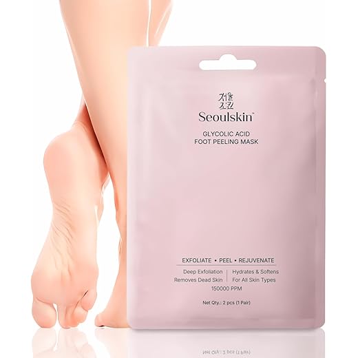 SeoulSkin Glycolic Acid Foot Peeling Mask (1 Pair), Korean Peeling & Exfoliating | Deep Exfoliation with Glycolic Acid, Removes Dead Skin, Cruelty-Free, Foot Peel Off Mask