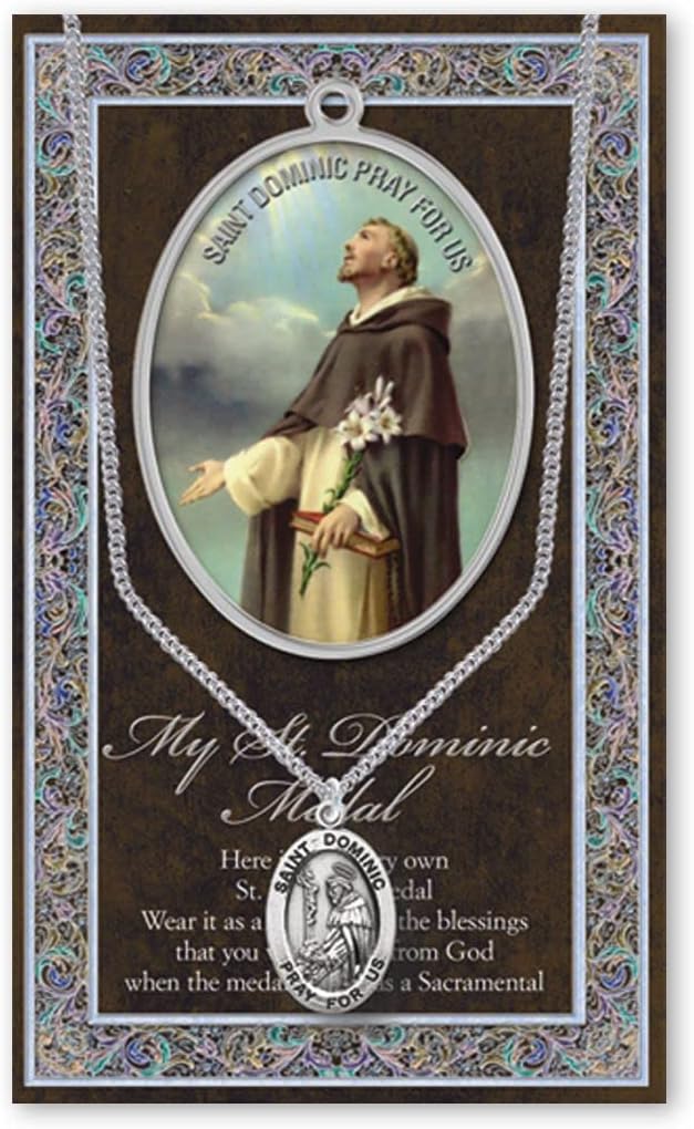 St Dominic Medal with Prayer Pamphlet - Genuine Pewter