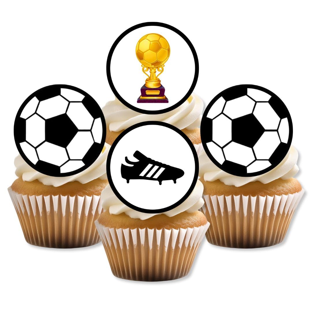 Edible Soccer Cupcake Toppers, Edible Cake Decorations, Sports Theme Party Decorations, Decor for Football Cookies, Soccer Cake Topper for Boys and Girls 48 x 3cm / 1.18 inch mini discs UNCUT #2
