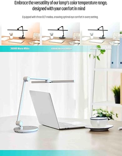 Miniatura 7 de ArchDesk - Lámpara de escritorio de 18.9 pies luz blanca cálida y fría, ajustable, antirreflejo, sensor de 10 W, protección ocular, plegable,