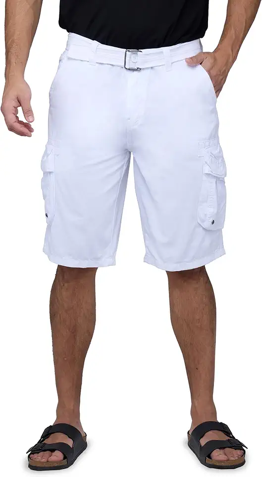 X RAY RAW X Mens Belted Cargo Shorts, Relaxed Fit Casual Knee Length Cargo Shorts for Men (Big and Tall Shorts for Men)