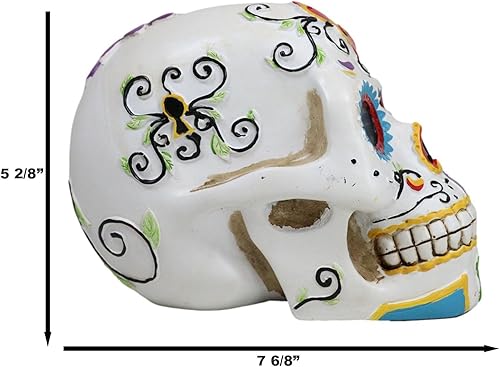 Miniatura 2 de Ebros Gift Candado de amor floral blanco Vudú Día de los Muertos Figura de calavera de azúcar colorido pastel resina esqueleto cráneo Dia De Muertos