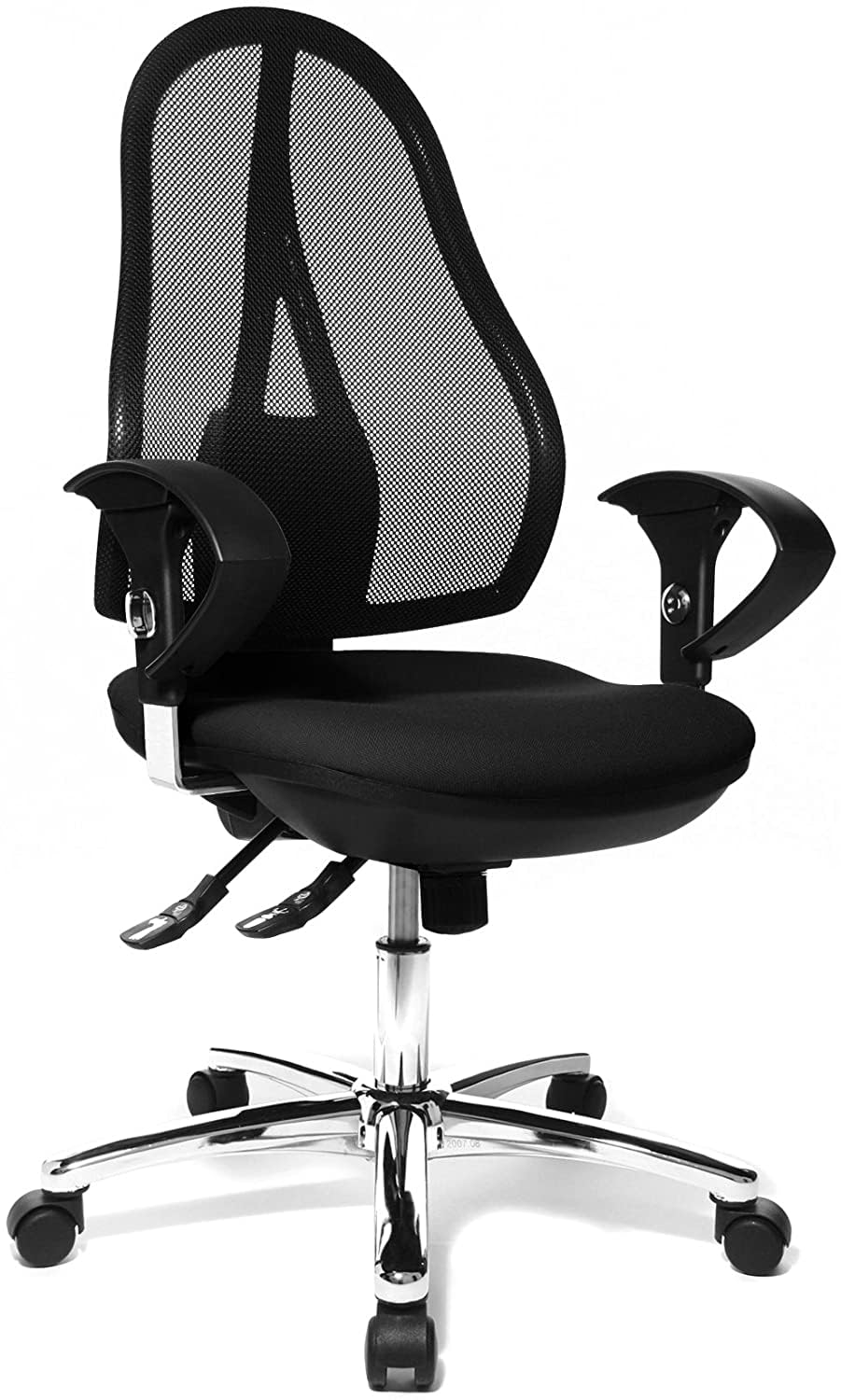 Topstar SY Deluxe OP290UG20 Swivel Chair Synchronising Discs Open Point with Arm Rests/Fabric Cover Black