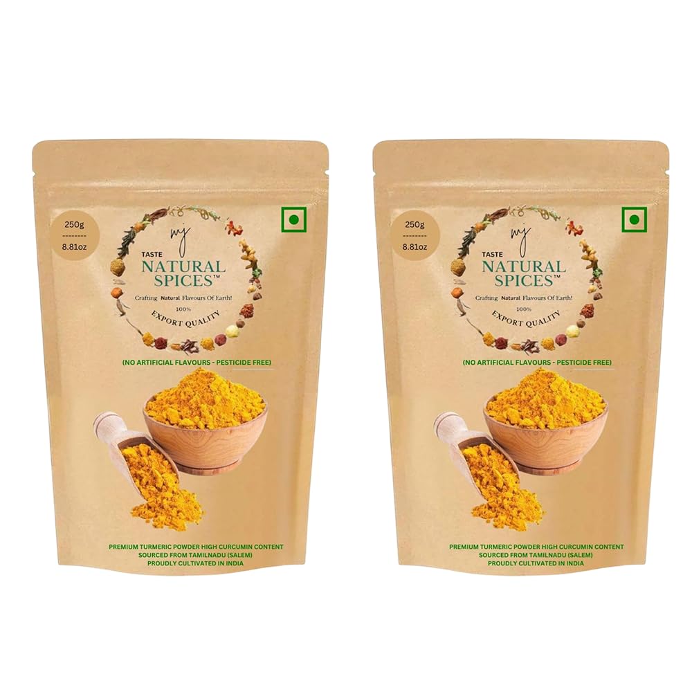 MJ TASTE NATURAL Tamil Nadu Turmeric Powder | High Curcumin Haldi | 100% Pure Indian Spice | Fresh & Aromatic | Perfect for Cooking, Herbal Blends, & Home Remedies - 250g, Pack of 2-image-34