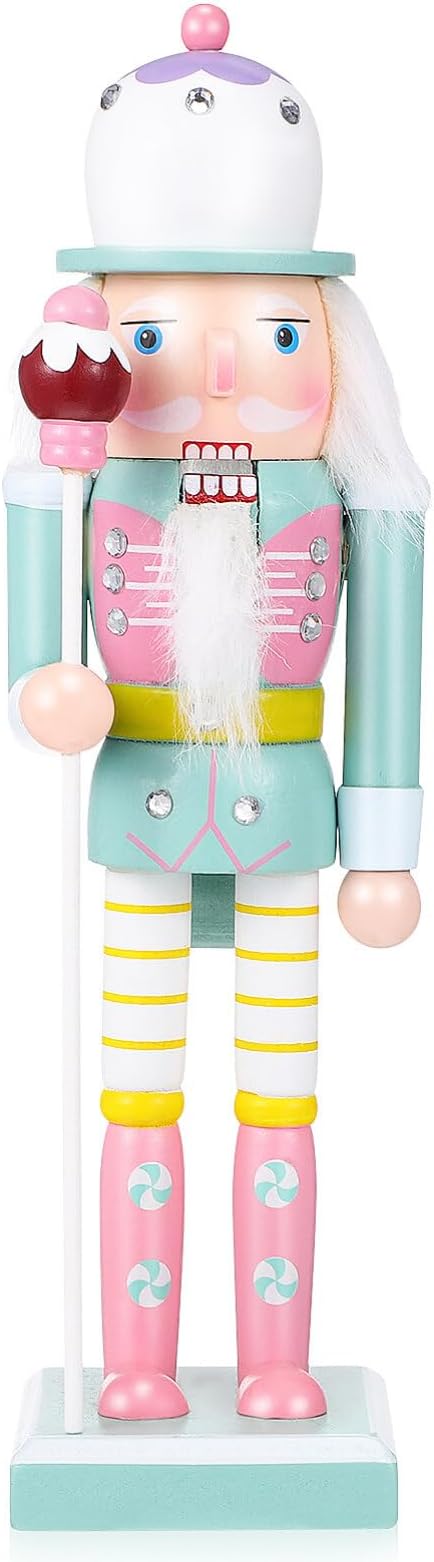 Christmas Nutcrackers Figures Pink Nutcracker Ornament Green Pink Nutcracker Pastel Christmas Decorations 25cm/10inch