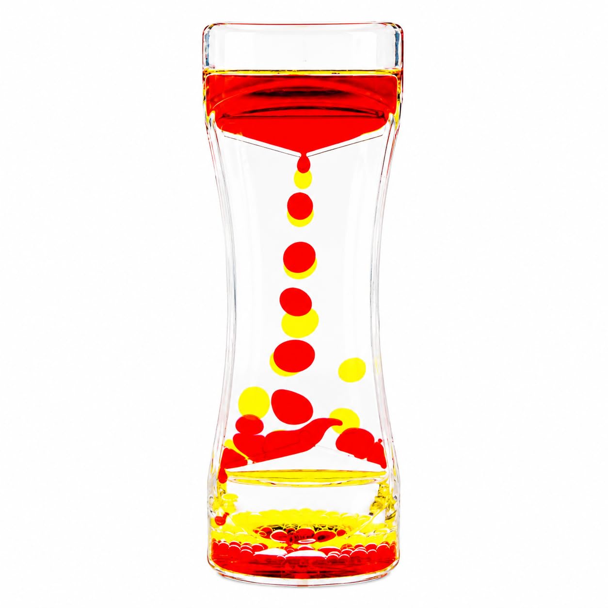 liquid motion bubble timer – stress relief sensory fidget toy with flowing oil drops, acrylic calm desk toy for kids & adults, home & office décor [ 1-pcs ] (yellow)