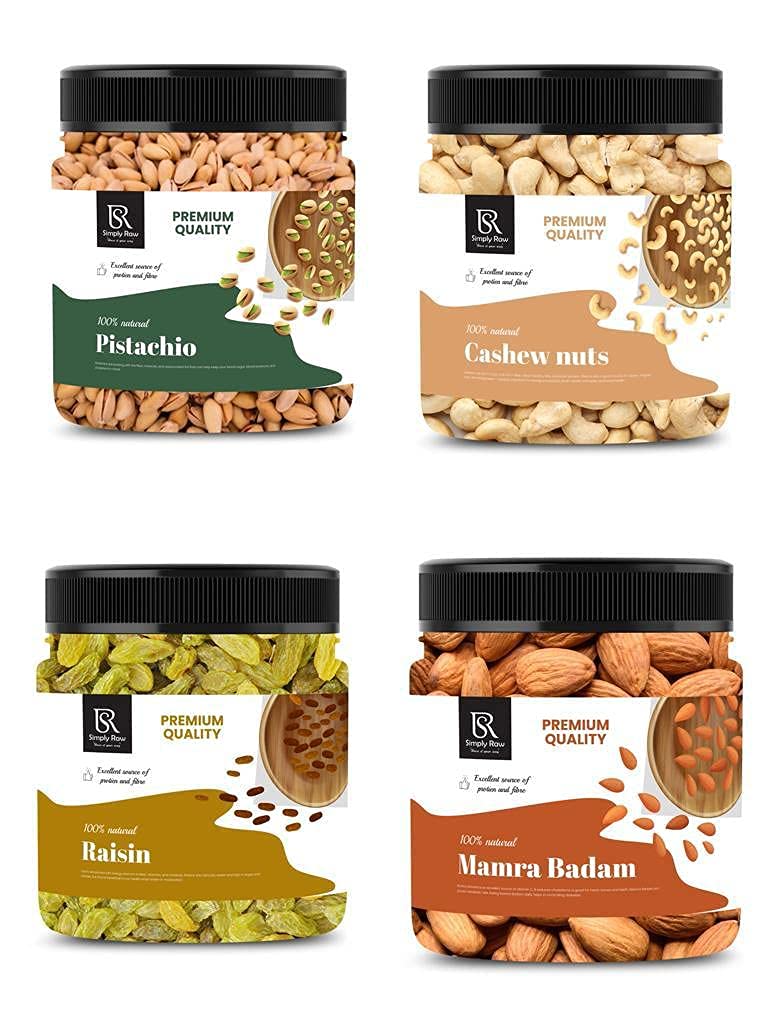 N'ADry fruit and nuts dry nut nutmix snack time sweetness| Simply Raw Dry Fruits Combo Pack - (250g * 4) 1kg (Almonds 250g, Cashews 250g, Pistachios 250g, Raisins 250g) -Premium