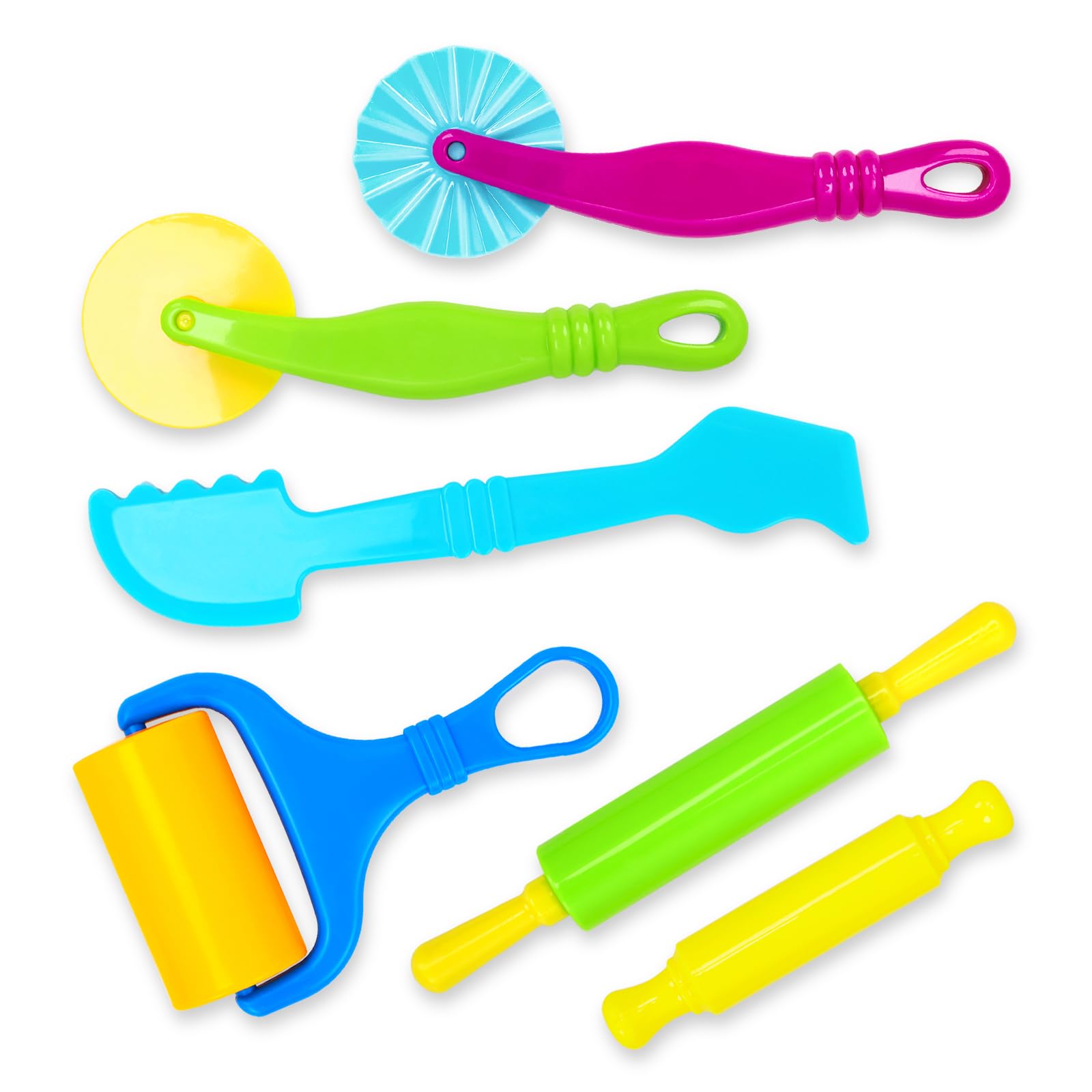 Herramientas de arcilla, juego de herramientas de arcilla y masa para niños, kit de accesorios de masa artesanal con rodillo, espátula de corte, rodillo