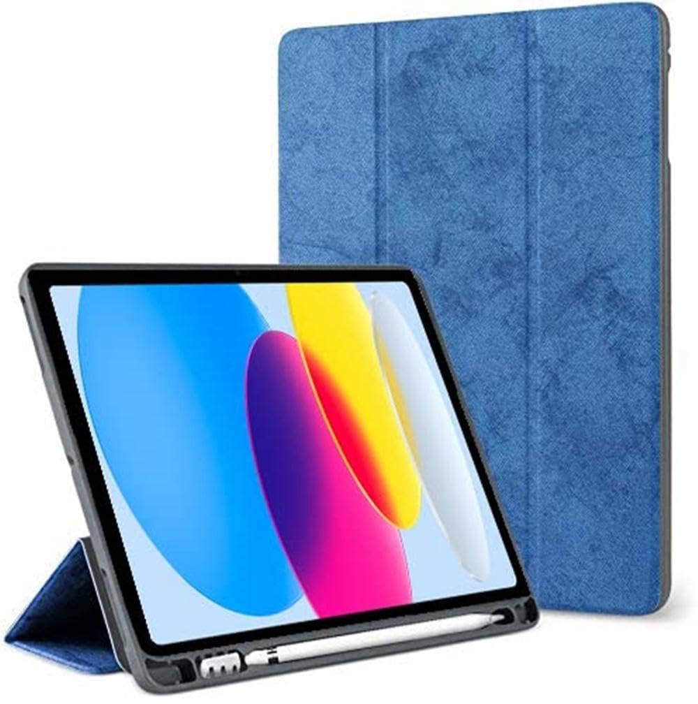 Caseelo Trifold Flip Case for Apple iPad 10th Generation 2022 10.9 Inch [ A2696 A2757 A2777 ] Smart Cover Auto Sleep/Wake, TPU Back with Pencil Holder (Kaku Series) - Marble Navy Blue (B0C3ZR6N2Z) Amazon Price History, Amazon Price Tracker