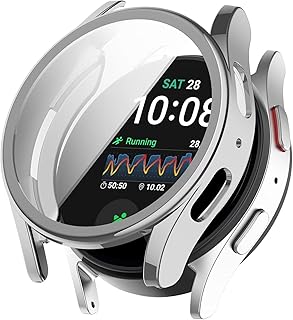 Case for Samsung Galaxy Watch 7 40 mm Screen Protector Protective Silicone TPU Screen Protector Cover, Anti-Scratch Anti-Dust Protection Case for Samsung Galaxy Watch 7 40 mm (Silver)