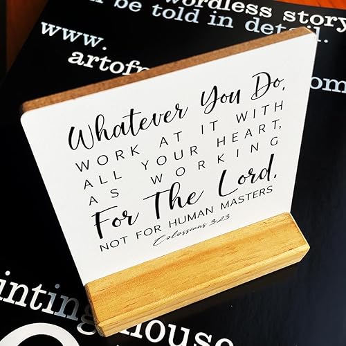 Miniatura 18 de Letrero de madera con versículos bíblicos con texto en inglés "Country Be Still and Know That I am God", decoración de escritorio cristiana
