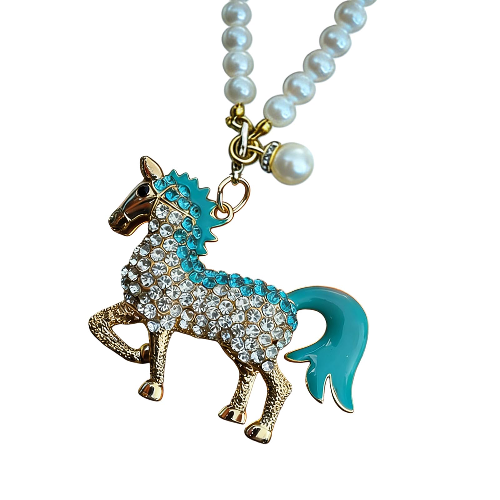 Adorable Miniature Horse Ornament Alloy Construction Sparkling Rhinestones Horse Hanging Charm for Vehicle Interior Decoration Rearview Glass Ornament