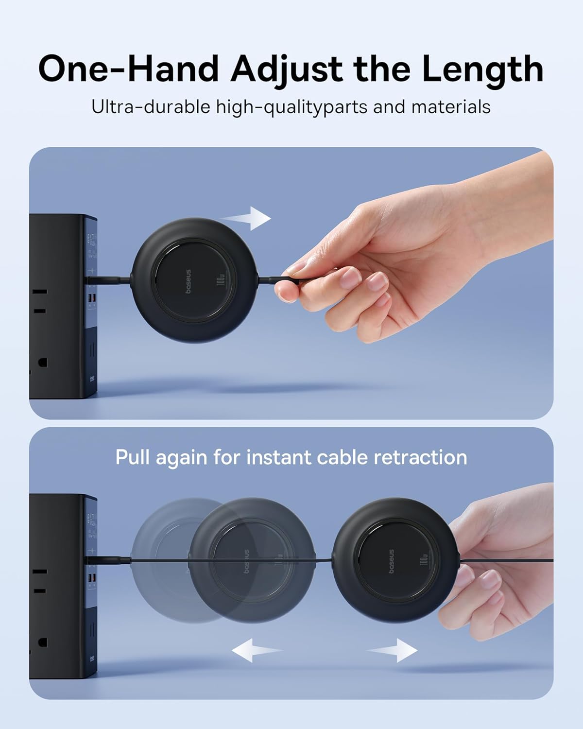 How to adjust and retract Baseus retractable cable