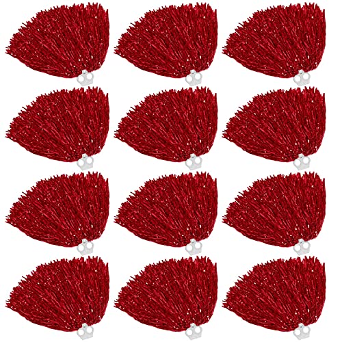 Rbenxia 12 Pieces Cheerleading Pom Poms Cheerleader Squad Spirited Fun Pompoms Metallic Foil Pompoms for Sports Team Cheering, Party and Dance (Red) Rbenxia 12 Pieces Cheerleading Pom Poms Cheerleader Squad Spirited Fun Pompoms Metallic Foil Pompoms for Sports Team Cheering, Party and Dance (Red)