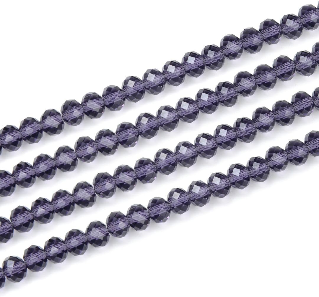700pcs Czech Faceted Rondelle Crystal Glass Loose Beads 8mm Spacer Bulk Amethyst Purple for DIY Craft Jewelry Making CCR827