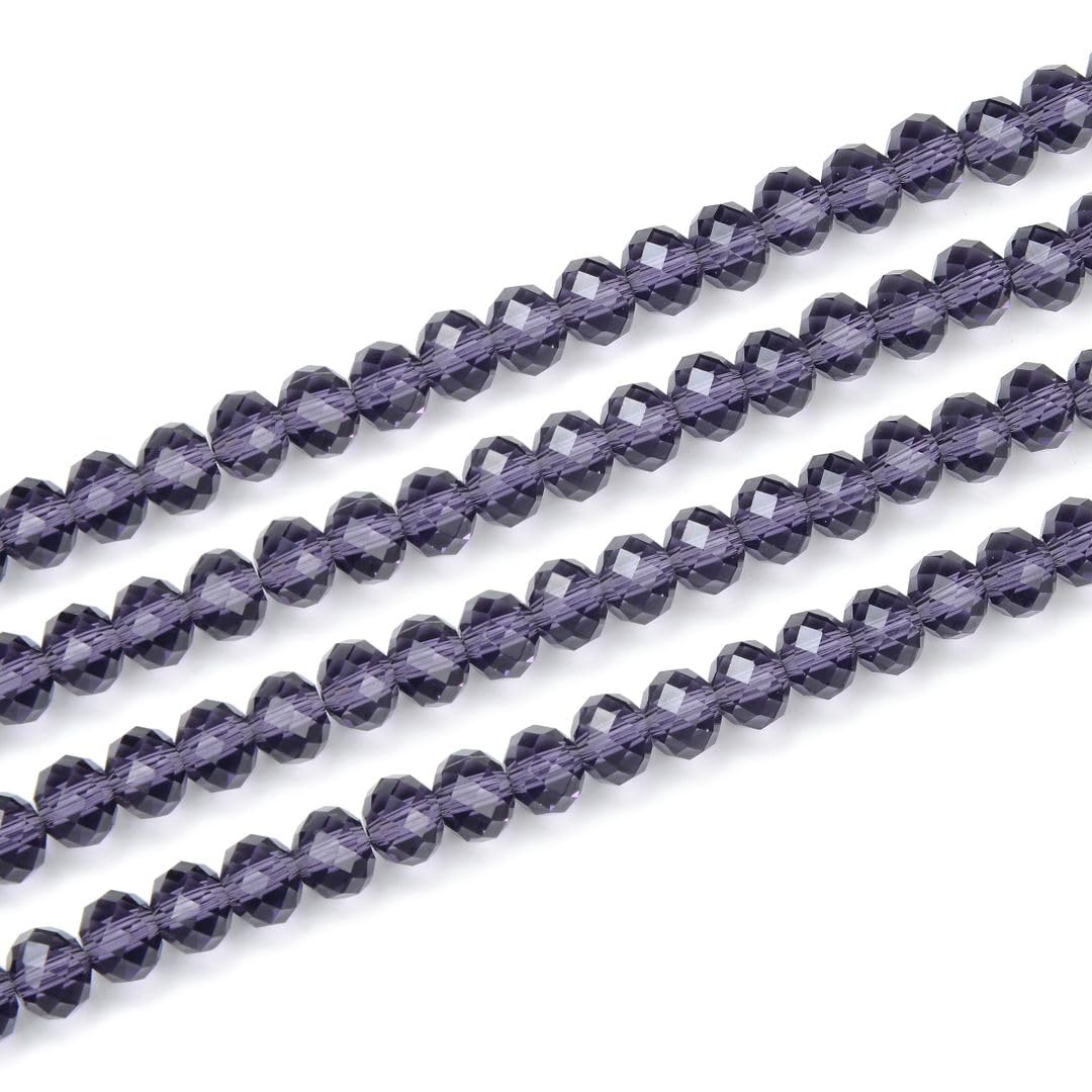 700pcs Czech Faceted Rondelle Crystal Glass Loose Beads 8mm Spacer Bulk Amethyst Purple for DIY Craft Jewelry Making CCR827