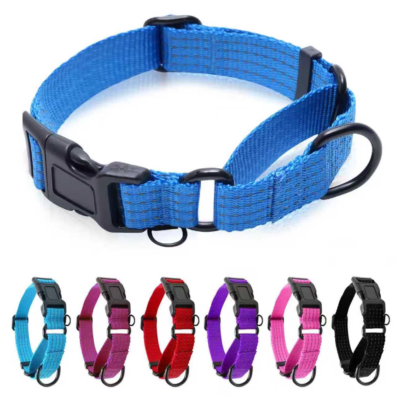 JOOCPUP Martingale Collar for Dogs, Adjustable Soft Nylon Dog Collars with Special Design Cute Patterns (Blue, S (1" x 12"-15.8"))