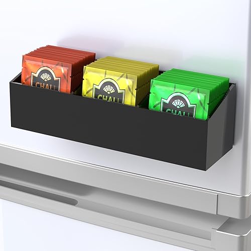 Miniatura 5 de NiHome Organizador magnético de bolsas de té acrílicas de tres compartimentos, solución de almacenamiento versátil para bolsas de té y artículos