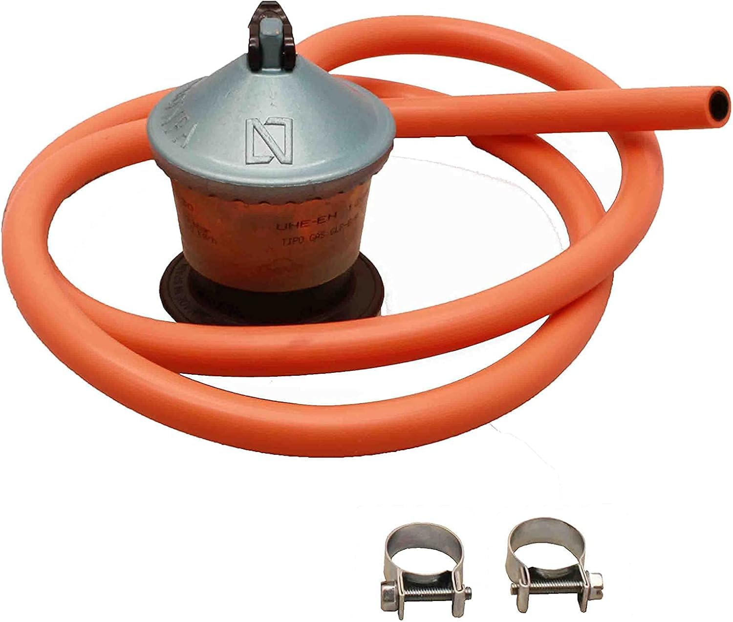 FERRETERIA LEPANTO Kit Paellero, Quemador a Gas butano, paellera acero pulido, regulador de Gas + 1,5 metros de Manguera, soporte de 3 Patas Resistentes (Esmaltada, 60 CM)