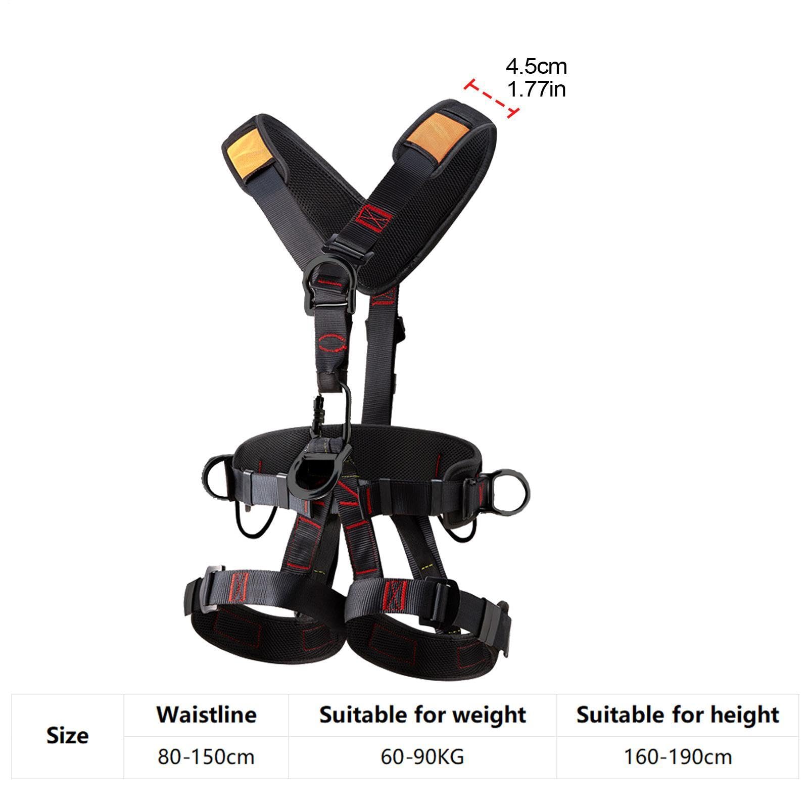 Harnais De Sécurité Antichute – Ceinture De Sécurité À Cinq Points, Harnais À Boucle Réglable | Équipement De Protection Contre Les Chutes Complet Du Corps Détachable, Dispositif D'équipement De Sécur