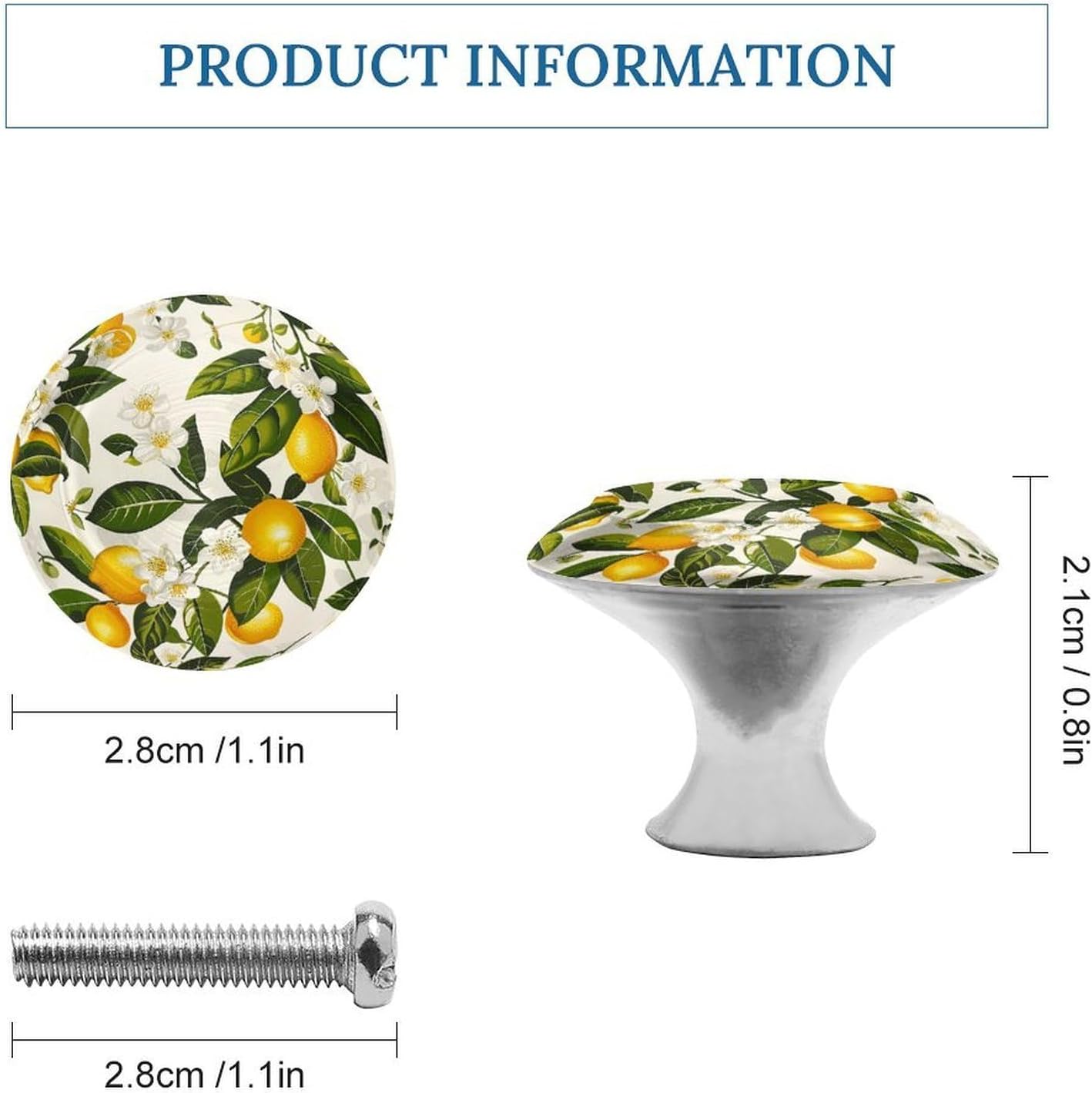 Cabinet Handles Round Drawer Pulls Lemons and Flowers Dresser Knobs for Cabinets and Drawers Handle Kitchen Cabinet Pulls for Bathroom Cupboard Drawers Cabinet Pulls for Kitchen Door