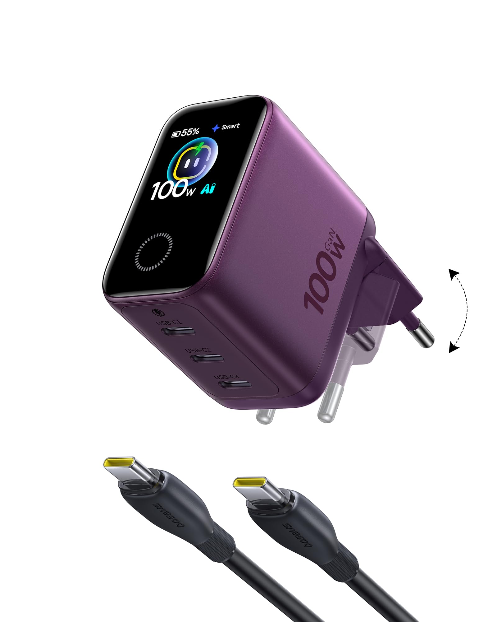 Baseus PicoGo Pro AH22 100W USB C Ladegerät, Smart Schutz 3-Port Netzteil