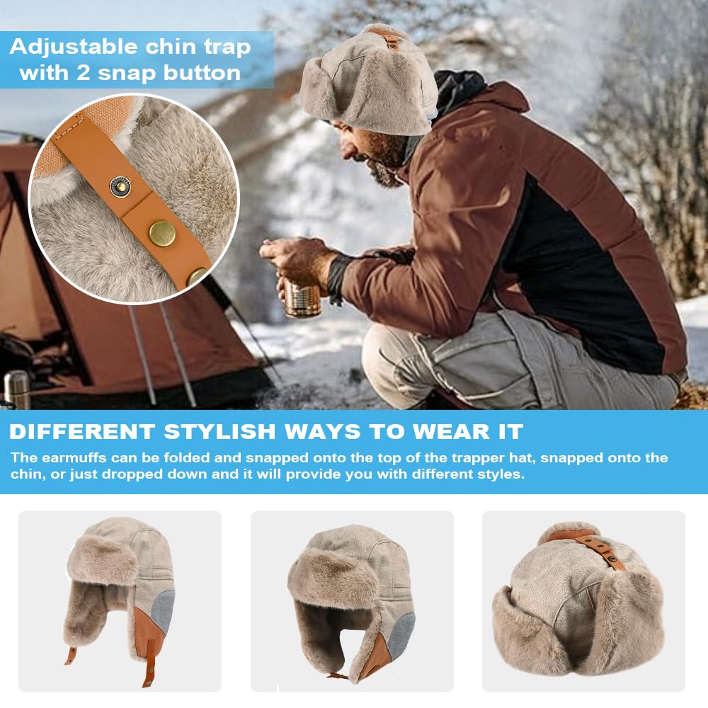 NAROSEBE Gorro de Bombardero Sombrero de Trampero Unisex Gorro de Aviador Caliente Sombrero de Aviador Gorro de Invierno Termico Gorro de Invierno Unisex con Orejas para Esquiar Escalar Pescar Cazar