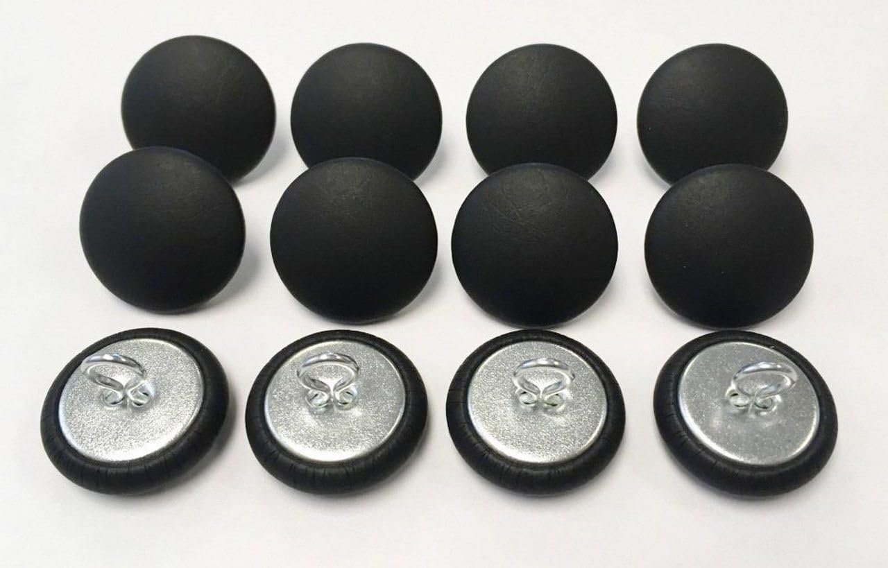 Set of 12 Wire Eye Back Upholstery Buttons Black Vinyl (#30-3/4 Diameter)