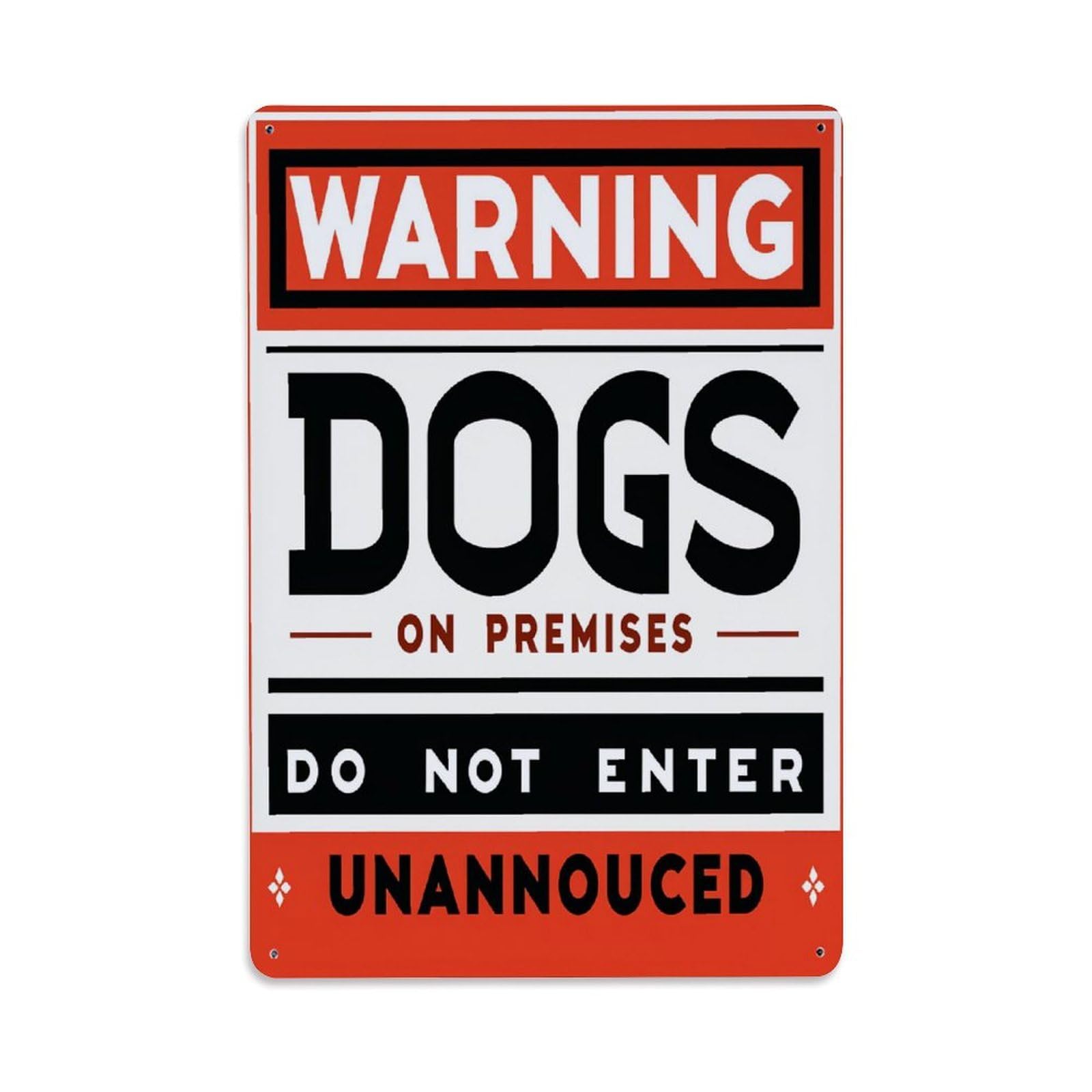 Enderetf Vintage Warning Dogs On Premises Do Not Enter Unannounced Tin Sign Metal Poster, Home Bar Garage Man Cave Cafe Indoor & Outdoor Wall Decoration 8X12inches