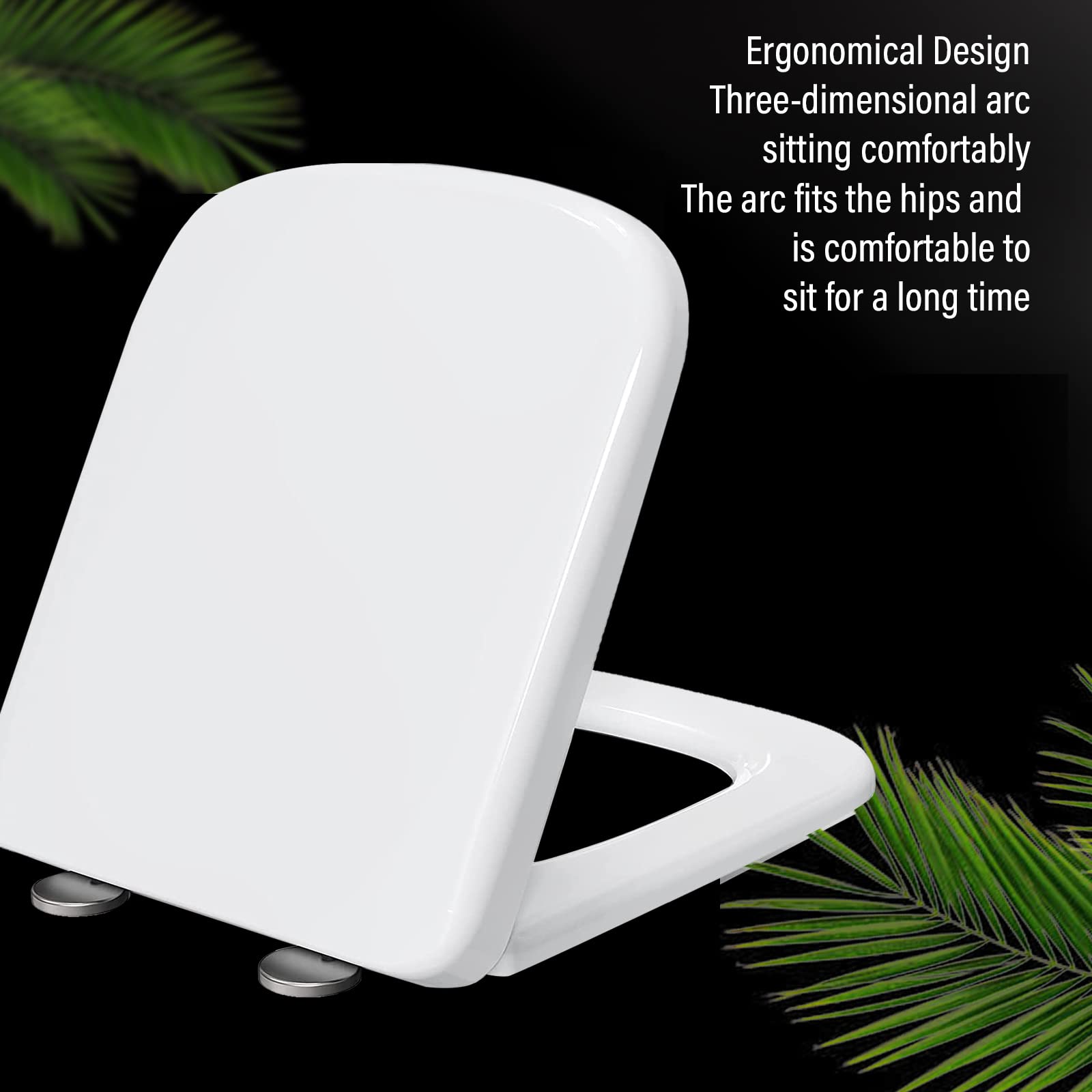 Heavy Duty Soft Close Witte Toiletbril, antislip vierkante vorm, gemakkelijk schoon te maken, duurzame toiletzitting met antislip bumpers, 37 x 47 cm voor comfort en veiligheid