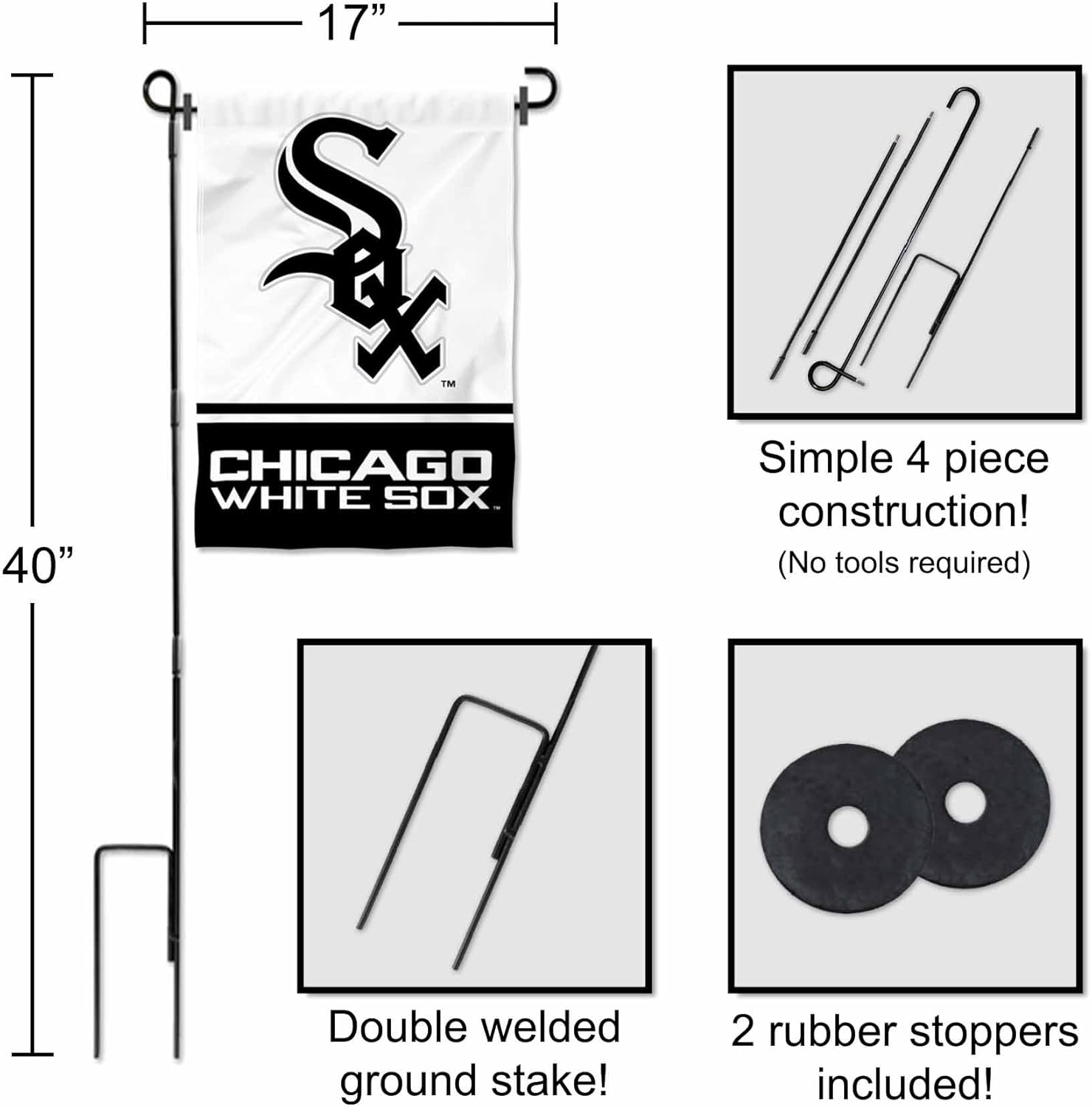 Chicago White Sox Garden Flag with Stand Holder