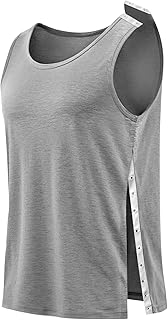 Unisex Post Shoulder Surgery Tank Tops, Side Snap Access Tear Way Sleeveless Shirts, Recovery Tear Away T-Shirt