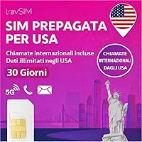 Vista 1 de travSIM Tarjeta SIM de EE. UU. Utiliza la red T-Mobile Datos de 50 GB, llamadas nacionales ilimitadas y mensajes de texto La tarjeta SIM
