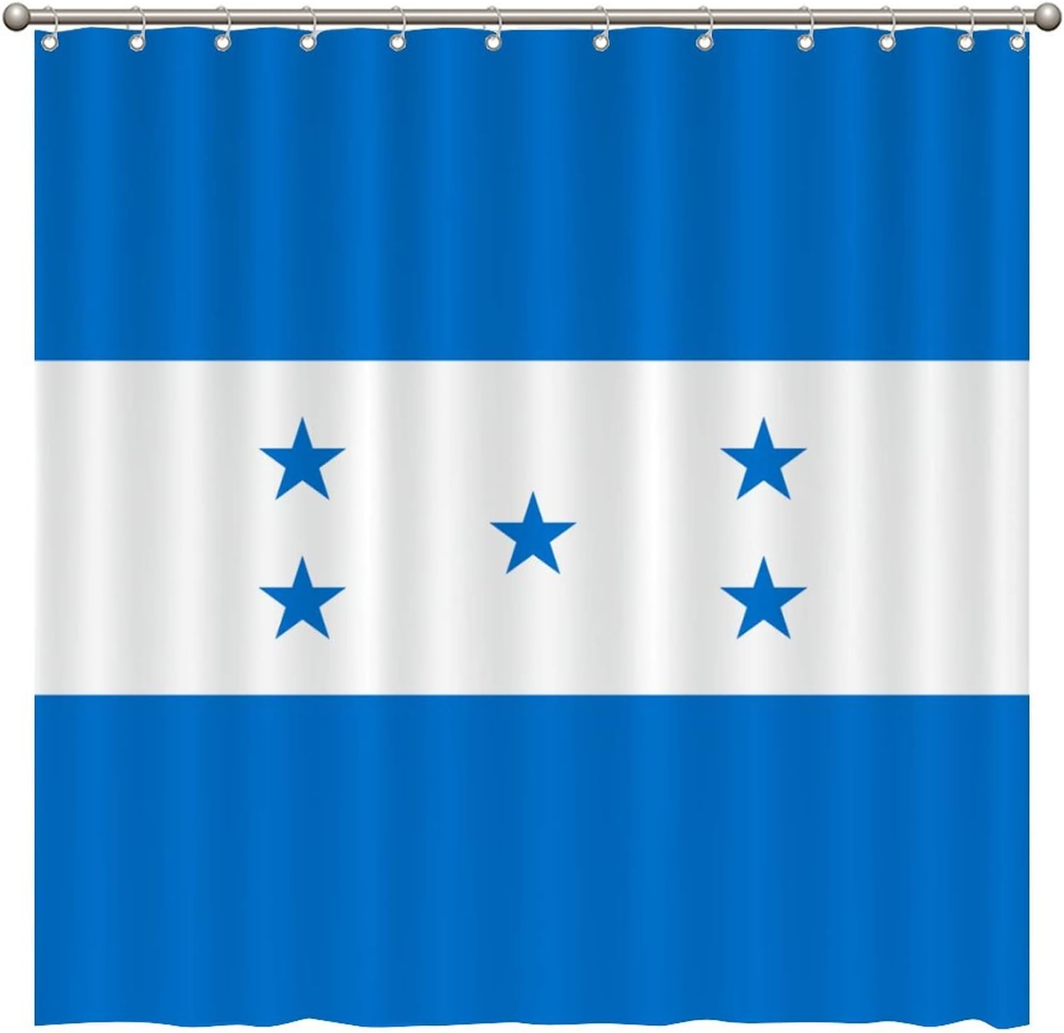 72x72in Patriotic Polyester Bath Curtains Honduras National Flag Pattern Waterproof Peeps Easy Care Machine Washable Durable with Hooks Shower Stall Home Decor