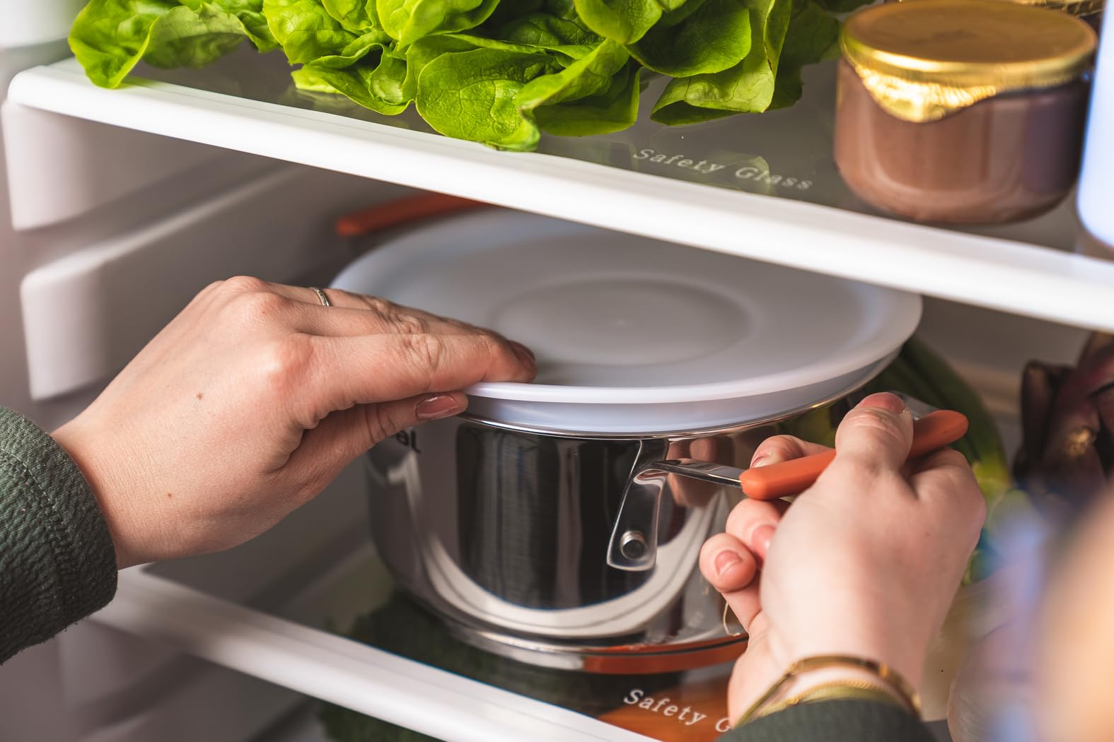 TEFAL G721SD74 Opti'Space Zestaw Garnków i Patelni, układanie stosy, stal nierdzewna 18/10, dno Thermo-Fusion, do każdej kuchenki, skala pojemności, nienagrzewające uchwyty, 13 elementów, srebrny