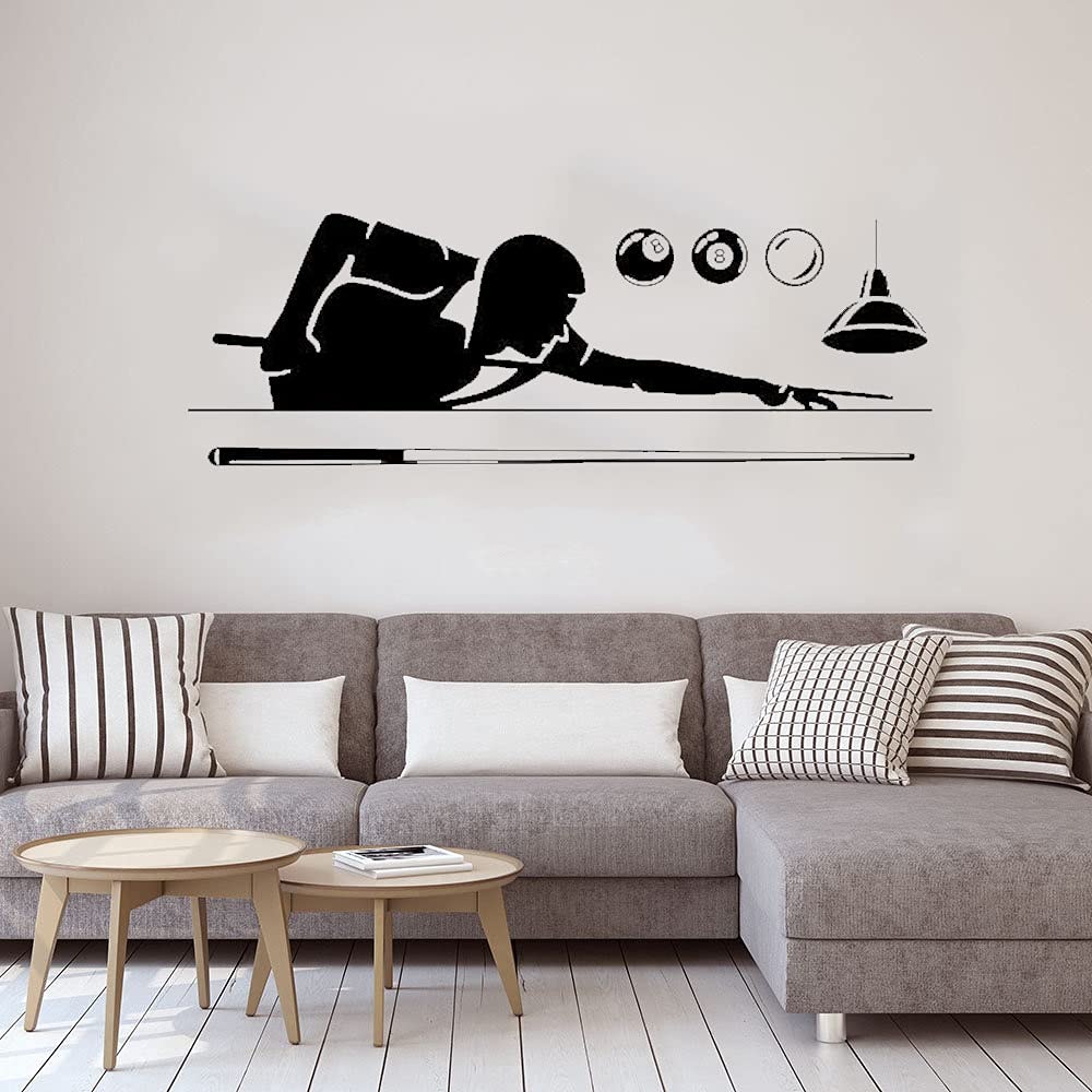 Sticker Mural Billard – 103x52cm – Vinyle Décoratif, Facile à Poser, Pour Salon, Club, Chambre D’enfant