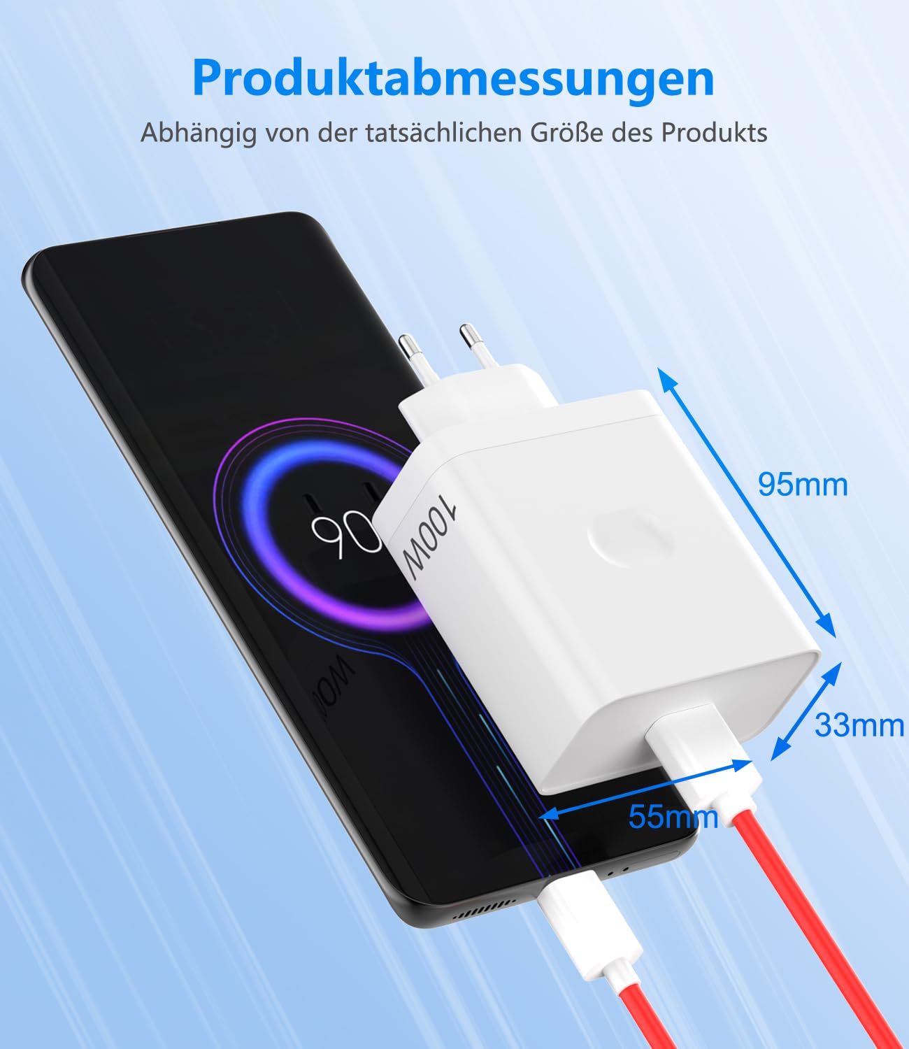 Ładowarka USB 100 W do Oneplus SuperVooc Charge, zasilacz USB do Oneplus 13 12R 12 Nord CE 4 Lite Nord 4 3 2T 10 Pro Oppo Reno 12 Pro 12F 11F realme 12 x z kablem USB C 8A 1