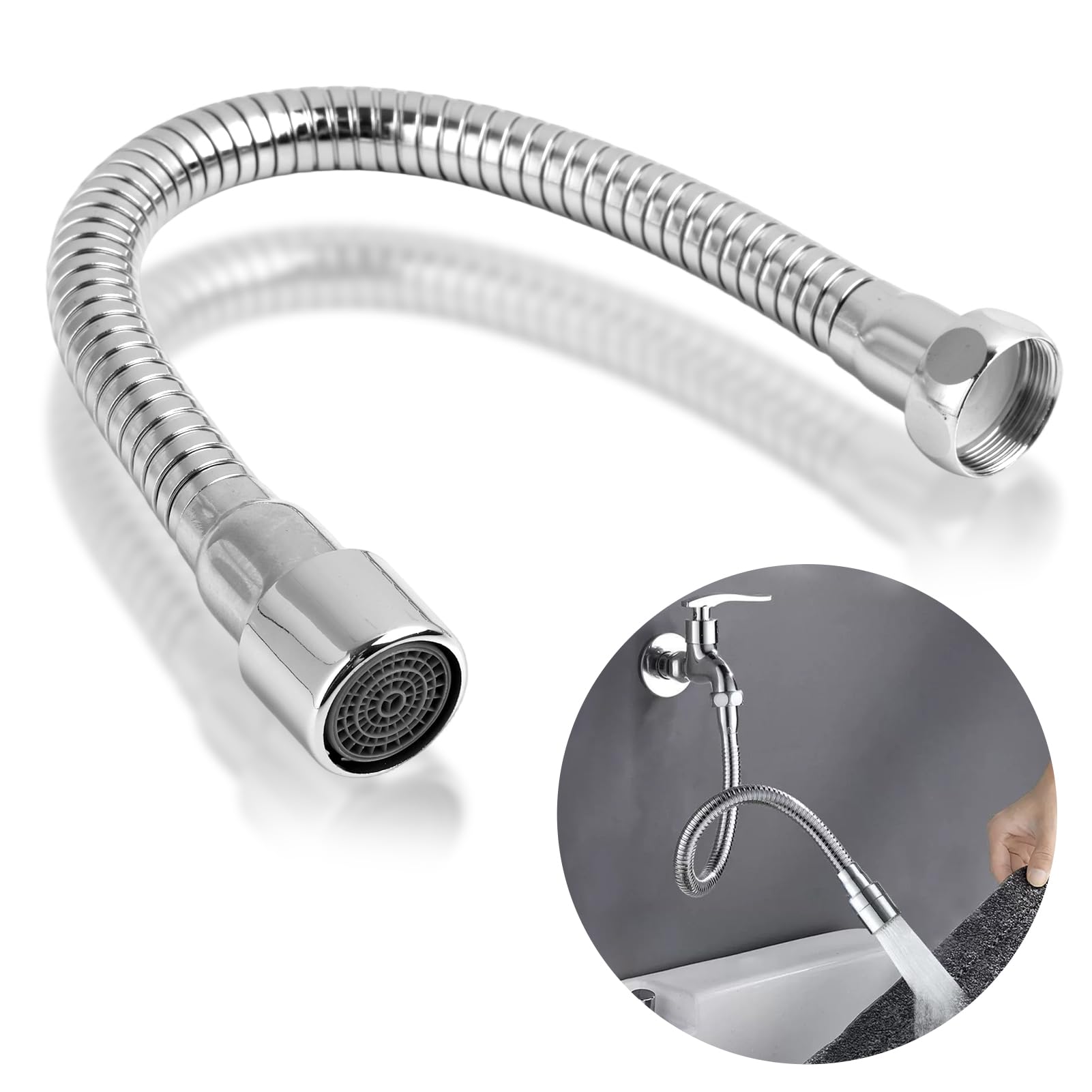 Prolunga per rubinetto 30 cm prolunga rubinetto cucina in acciaio inox 304, accessorio per rubinetto da cucina, uso universale, fissabile in direzione, per lavarsi i denti, il viso e i capelli