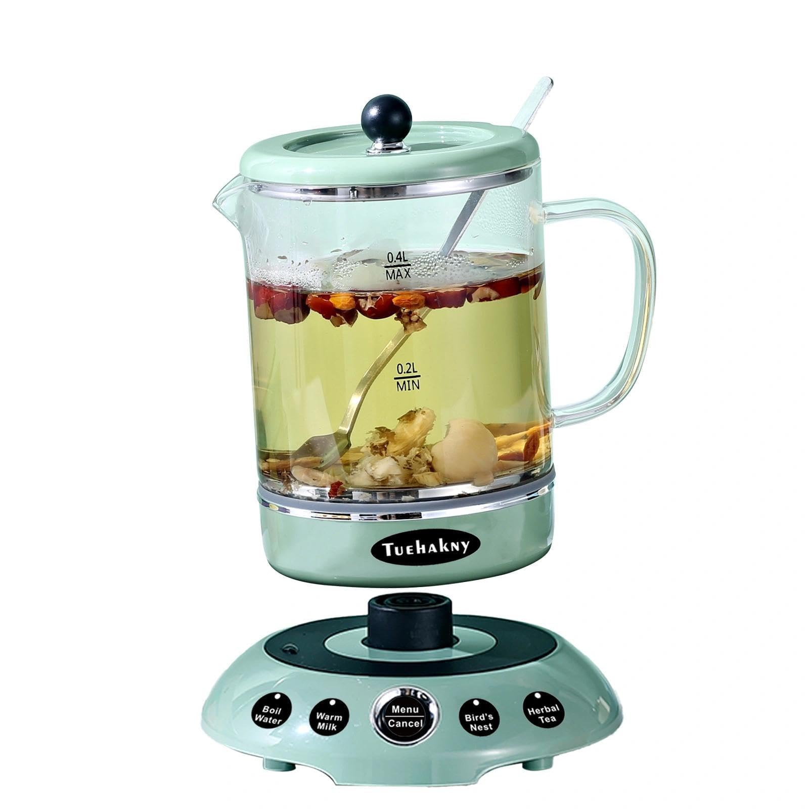 Mini Bouilloire en Verre 400ml, 400W, Bouilloire de Voyage 4-en-1