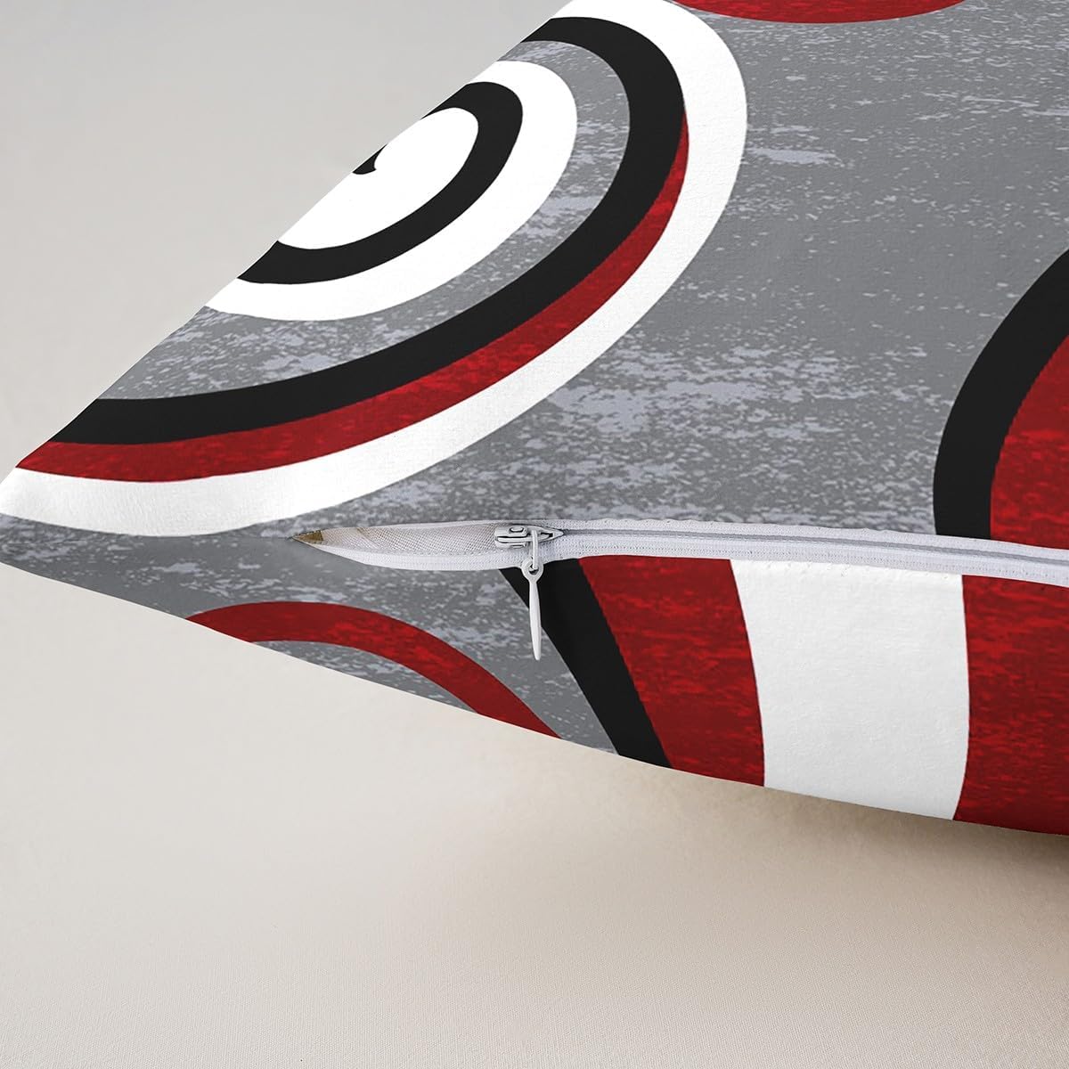 Modern Retro Creative Lines Double Sides Print Pillow Cover for Sofa Couch Chair,Abstract Swirls Throw Pillow Case Cover,Red Gray White Geometric Single Pack Cushion Cover Room Decor,24"x 24"