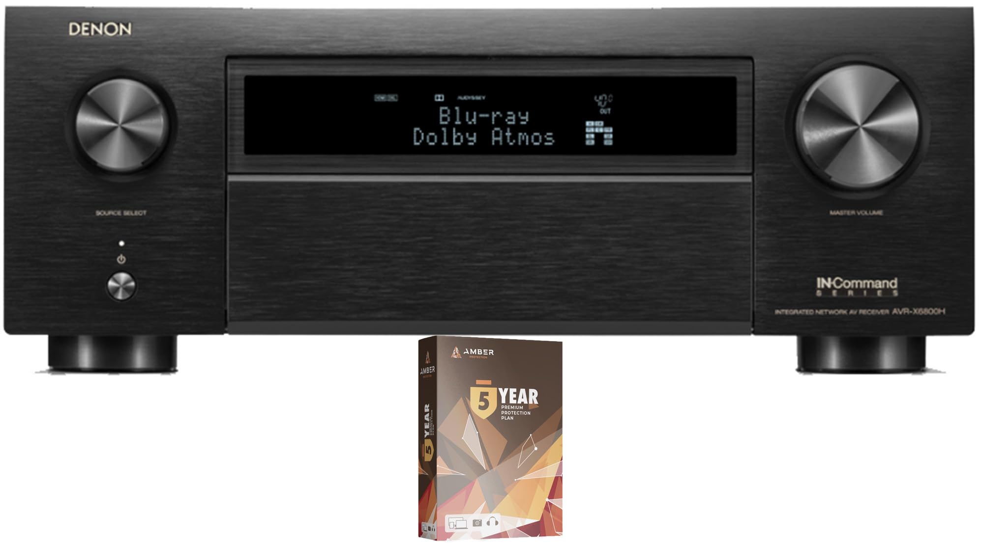 Denon AVR-X6800H 11.4 Channel 8K Receiver with 3D Audio and Dolby Atmos with an Additional 2 Year Extended Amber Protection (2023), Black