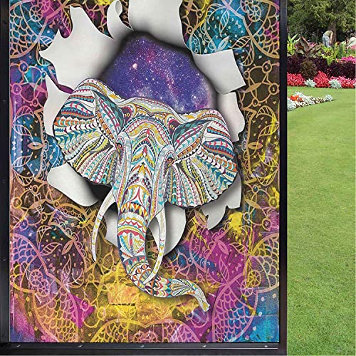 Frosted Glass Window Film, Animal Print Reflective Window Film For Cars Bathroom Office, Sun Blocking Window Coverings, Self-Adhesive 24" X 48", Multi #TOP29