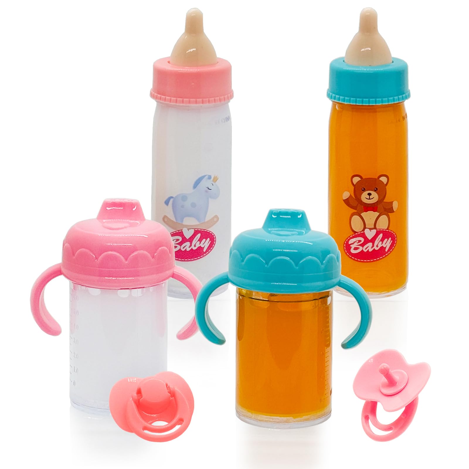 Baby Doll Bottle Accessories Toys Baby Doll Magic Bottles Playset Disappearing Bottles with Pacifier for Little Girls (Small Set(for 8-12" Doll))